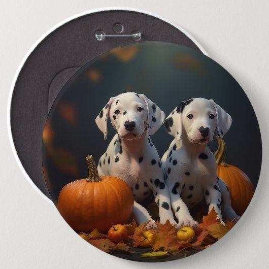 Dalmatische Puppy Herfst Delight Pompoen Ronde Button 6,0 Cm (Voorkant /achterkant)