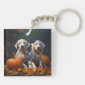 Dalmatische Puppy Herfst Delight Pompoen Sleutelhanger (Achterkant)