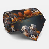 Dalmatische Puppy Herfst Delight Pompoen Stropdas (Opgerold)