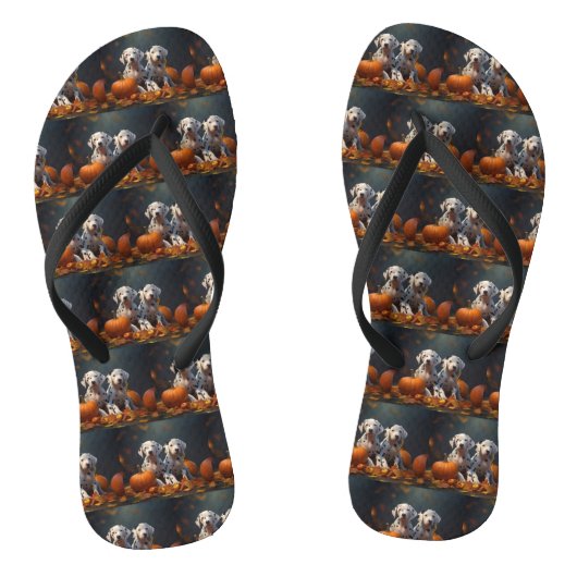 Dalmatische Puppy Herfst Delight Pompoen Teenslippers (Voetbed)