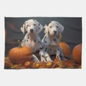Dalmatische Puppy Herfst Delight Pompoen Theedoek (Horizontaal)