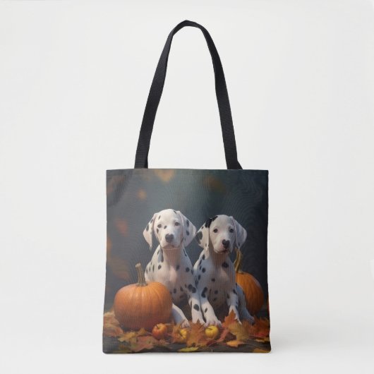 Dalmatische Puppy Herfst Delight Pompoen Tote Bag (Voorkant)