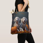 Dalmatische Puppy Herfst Delight Pompoen Tote Bag (Dichtbij)