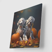 Dalmatische Puppy Herfst Delight Pompoen Vierkante Klok (Hoek)