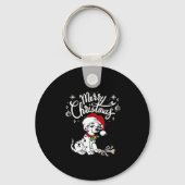 Dalmatische puppy hond in een kerstkerstkerstmuts  sleutelhanger (Voorkant)