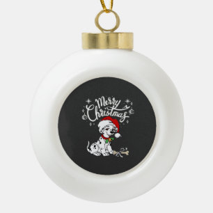 Dalmatische Puppy Hond In Een Kerstmis Kabouter Ho Keramische Bal Ornament