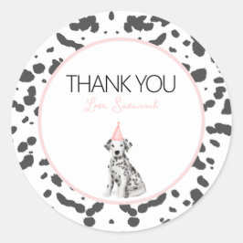 Dalmatische puppy hond Verjaardagsfeestje gast gun Ronde Sticker