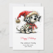 Dalmatische puppy in een kerstmuts feestdagenkaart (Voorkant)