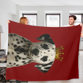 Dalmatische puppy in gouden kroon Schattige Fleece Deken