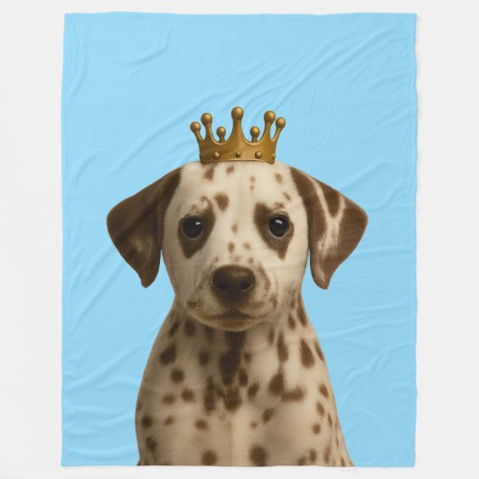 Dalmatische puppy in gouden kroon Schattige Fleece Deken (Voorkant)