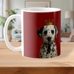 Dalmatische puppy in gouden kroon Schattige Koffiemok