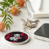 Dalmatische puppy ronde metalen Sleutelhanger - Be (Zijkant)