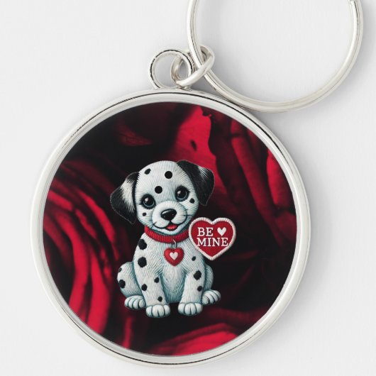 Dalmatische puppy ronde metalen Sleutelhanger - Be (Voorkant)