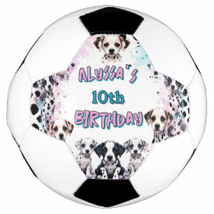 Dalmatische puppy Waterverf Verjaardagsmeisje Voetbal
