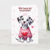 Dalmatische puppyhond in een Valentijn Feestdagen Kaart (Voorkant)