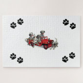 Dalmatische pups met Firetruck & Pawprints Legpuzzel (Horizontaal)