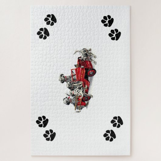 Dalmatische pups met Firetruck & Pawprints Legpuzzel (Verticaal)