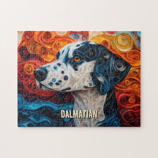 Dalmatische Quilling Art Dog Portret Legpuzzel (Horizontaal)