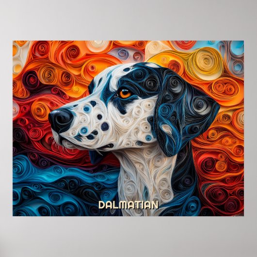 Dalmatische Quilling Art Dog Portret Poster (Voorkant)