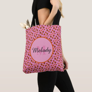 Dalmatische roze cheetah Dierenprint Monogram Tote Bag