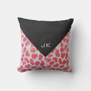 Dalmatische Roze en Wit met Monogram Kussen