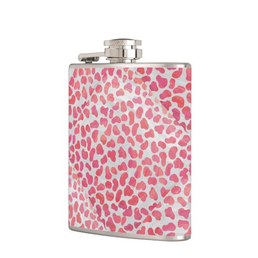 Dalmatische roze en witte afdrukken heupfles (Links)