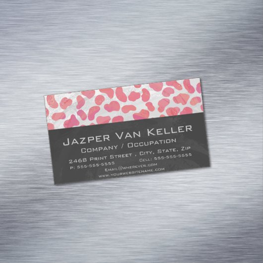 Dalmatische roze en witte afdrukken magnetisch visitekaartje (Voorbeeld)