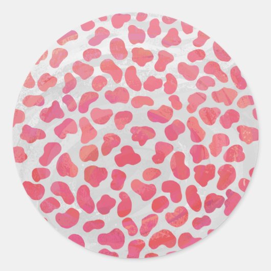 Dalmatische roze en witte afdrukken ronde sticker (Voorkant)