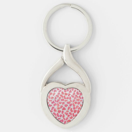 Dalmatische roze en witte afdrukken sleutelhanger (Voorkant)