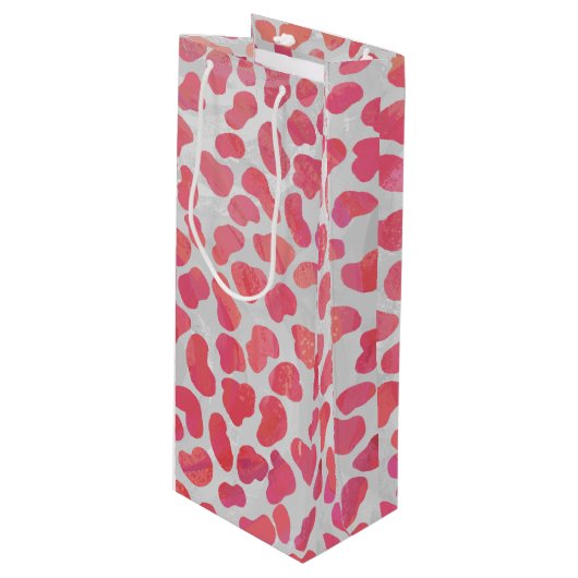 Dalmatische roze en witte afdrukken wijn cadeautas (Voorkant Gekanteld)