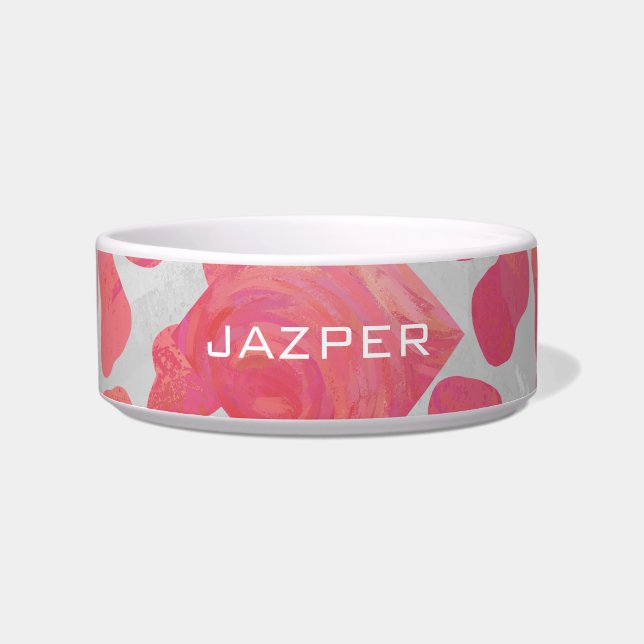 Dalmatische Roze en Witte met Monogram Voerbakje (Voorkant)