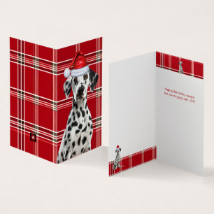 Dalmatische Santa Dog Holiday Plaid Christmas Kaar Kaart
