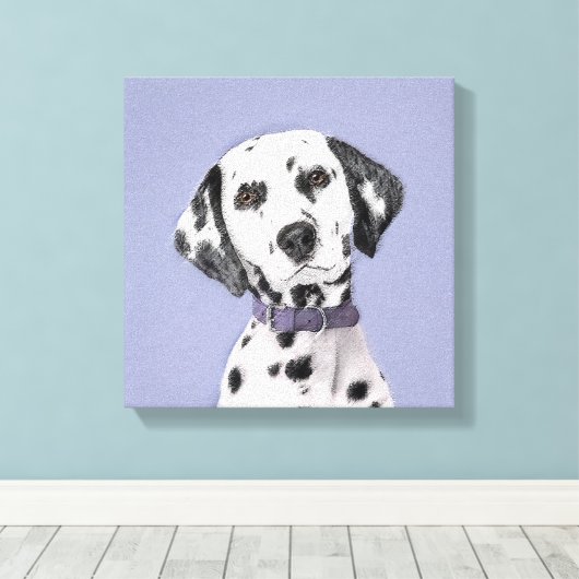Dalmatische schilderijen - Kute Original Dog Art Canvas Afdruk (Insitu (Houten vloer))