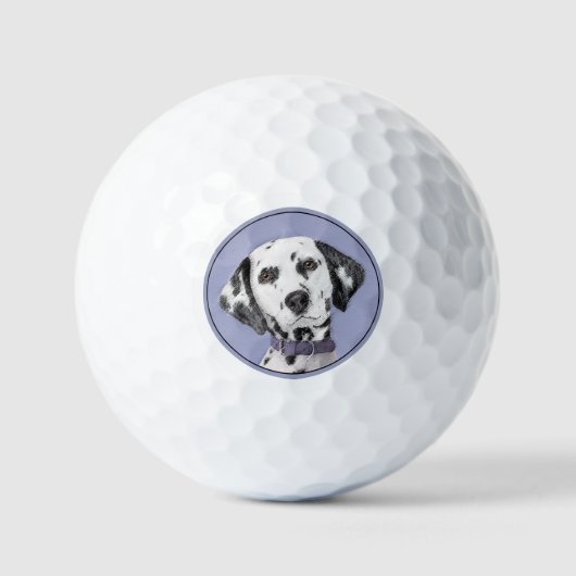 Dalmatische schilderijen - Kute Original Dog Art Golfballen (Voorkant)