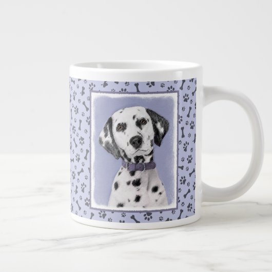 Dalmatische schilderijen - Kute Original Dog Art Grote Koffiekop (Rechts)