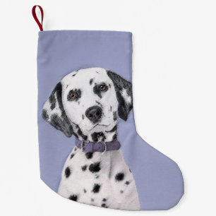 Dalmatische schilderijen - Kute Original Dog Art Kleine Kerstsok