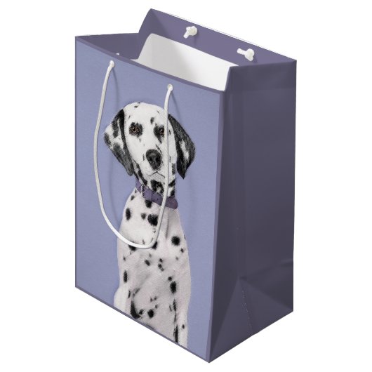 Dalmatische schilderijen - Kute Original Dog Art Medium Cadeauzakje (Voorkant Gekanteld)