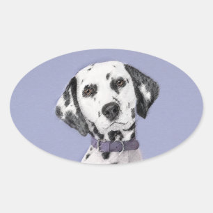 Dalmatische schilderijen - Kute Original Dog Art Ovale Sticker