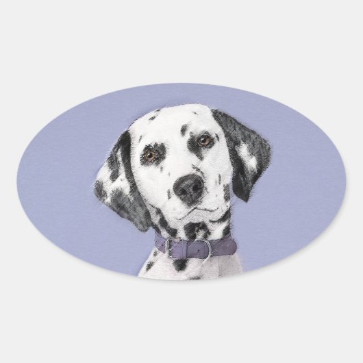 Dalmatische schilderijen - Kute Original Dog Art Ovale Sticker (Voorkant)