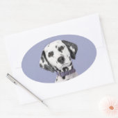 Dalmatische schilderijen - Kute Original Dog Art Ovale Sticker (Envelop)