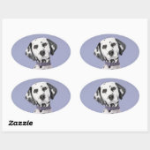 Dalmatische schilderijen - Kute Original Dog Art Ovale Sticker (Vel)