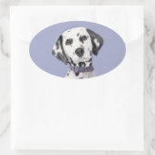 Dalmatische schilderijen - Kute Original Dog Art Ovale Sticker (Tas)