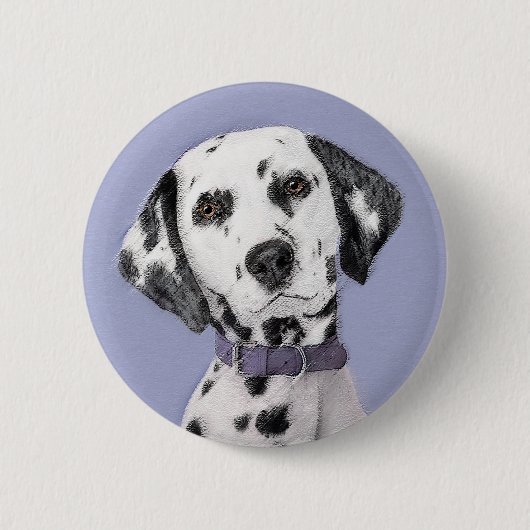 Dalmatische schilderijen - Kute Original Dog Art Ronde Button 5,7 Cm (Voorkant)