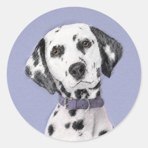 Dalmatische schilderijen - Kute Original Dog Art Ronde Sticker