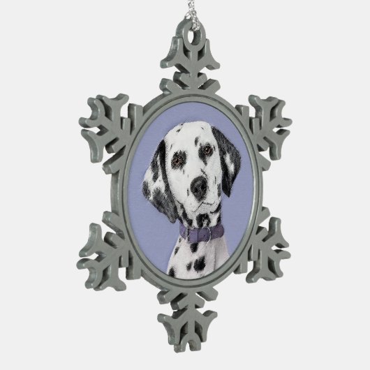 Dalmatische schilderijen - Kute Original Dog Art Tin Sneeuwvlok Ornament (Links)