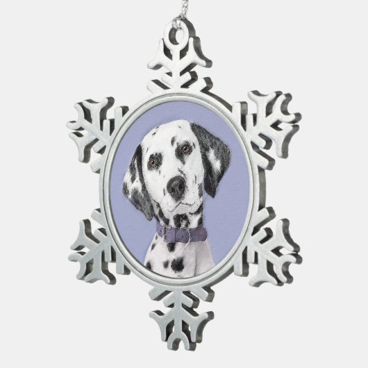 Dalmatische schilderijen - Kute Original Dog Art Tin Sneeuwvlok Ornament (Rechts)