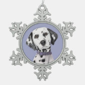 Dalmatische schilderijen - Kute Original Dog Art Tin Sneeuwvlok Ornament (Voorkant)