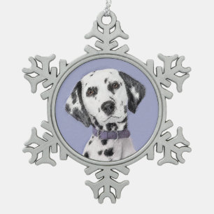 Dalmatische schilderijen - Kute Original Dog Art Tin Sneeuwvlok Ornament