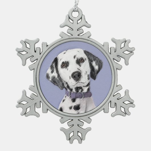 Dalmatische schilderijen - Kute Original Dog Art Tin Sneeuwvlok Ornament (Voorkant)