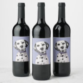 Dalmatische schilderijen - Kute Original Dog Art Wijn Etiket (Flessen)